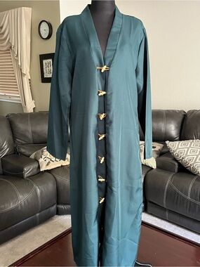 Dk Teal or Green  Toggle-Front Abaya Robe XL